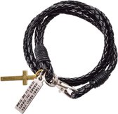 Fako Bijoux® - Wikkelarmband - Koord Kruisje - Zwart