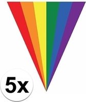 5x Gay pride regenboog slingers 5 meter - Vlaggenlijnen - LHBT thema artikelen