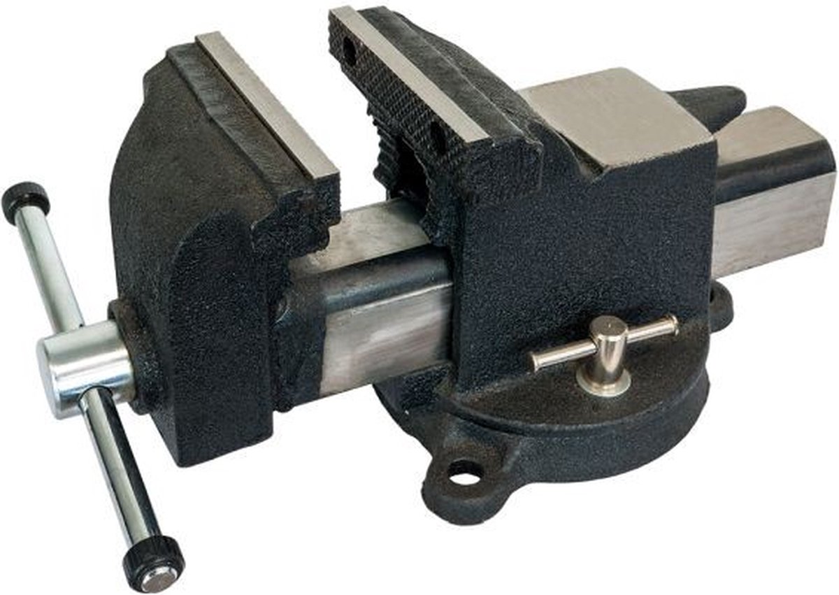 Airpress Draaibare Bankschroef - 100 mm - 7,3 Kilogram - Zwart - Gekartelde plaat van staal