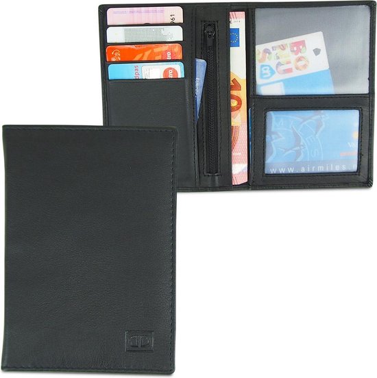 Porte-cartes de crédit - Dossier pour papiers de voiture - Noir - Cuir -  Espace pour 5
