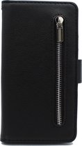 HB Hoesje voor Samsung Galaxy A40 - Luxe Kunstlederen Portemonnee Book Case met Rits - Zwart