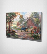 Farm - Painting Canvas - 100 x 70 cm - Schilderij - Canvas - Slaapkamer - Wanddecoratie  - Slaapkamer - Foto op canvas