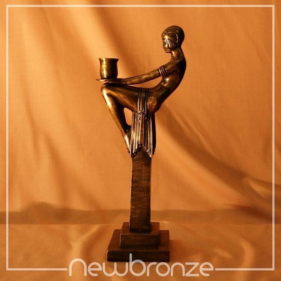 afbetalen ingesteld bewondering Bronzen Beeld Art Deco Kandelaar Kaarsenhouder | bol.com