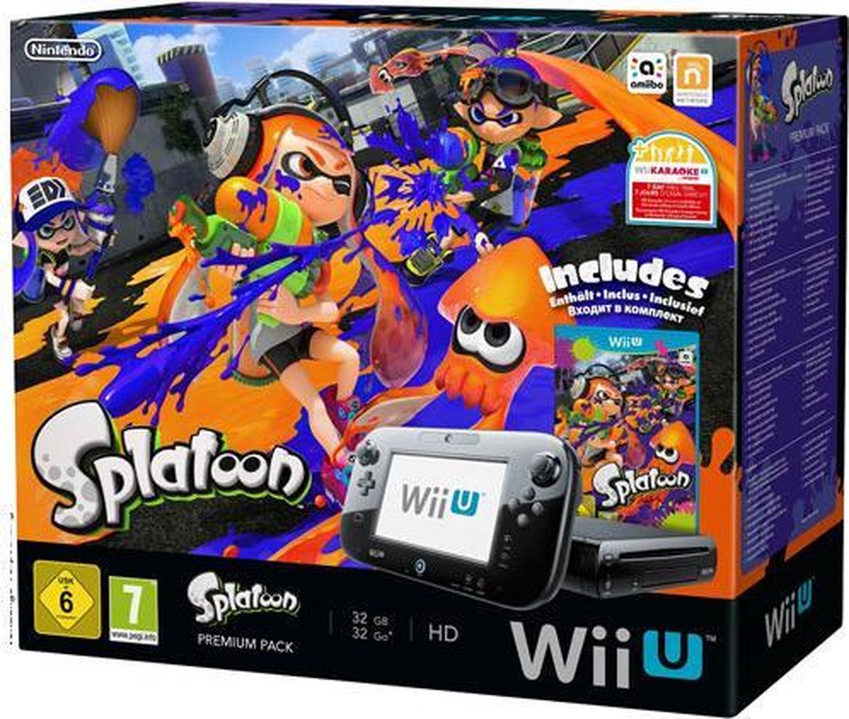 Nintendo Wii U 32GB Console Premium Bundel Zwart + Splatoon | bol.com