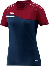 Jako Competition 2.0 T-Shirt Dames Marine-Donker Rood Maat 40