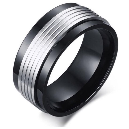 Rust uit dichtheid Gepensioneerd Mannen ring Staal Spinner Black Zilverkleurig-21mm | bol.com