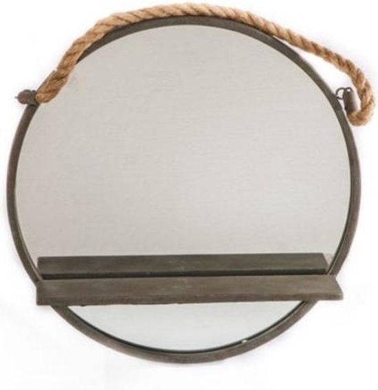 Ronde spiegel met metalen frame aan touw | bol.com