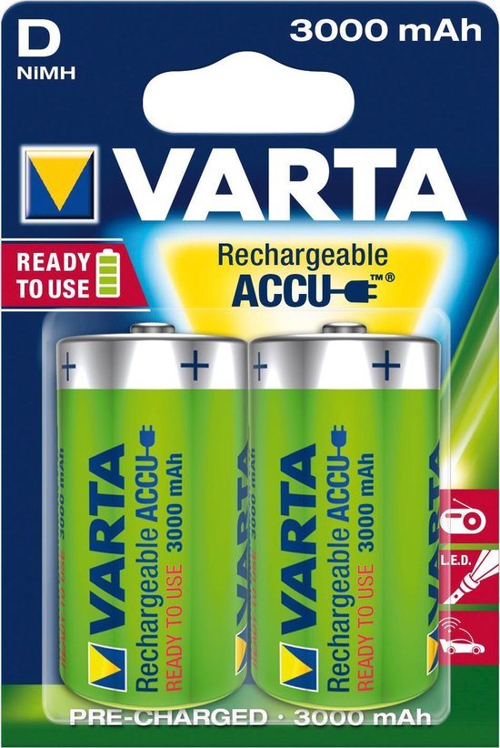 Typisch verontreiniging Tulpen Varta oplaadbare batterijen - Varta Power Accu D - Batterij NiMH D/LR20 1.2  V 3000 mAh... | bol.com