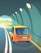Car Driving in Tunnel Blank Lined Notebook