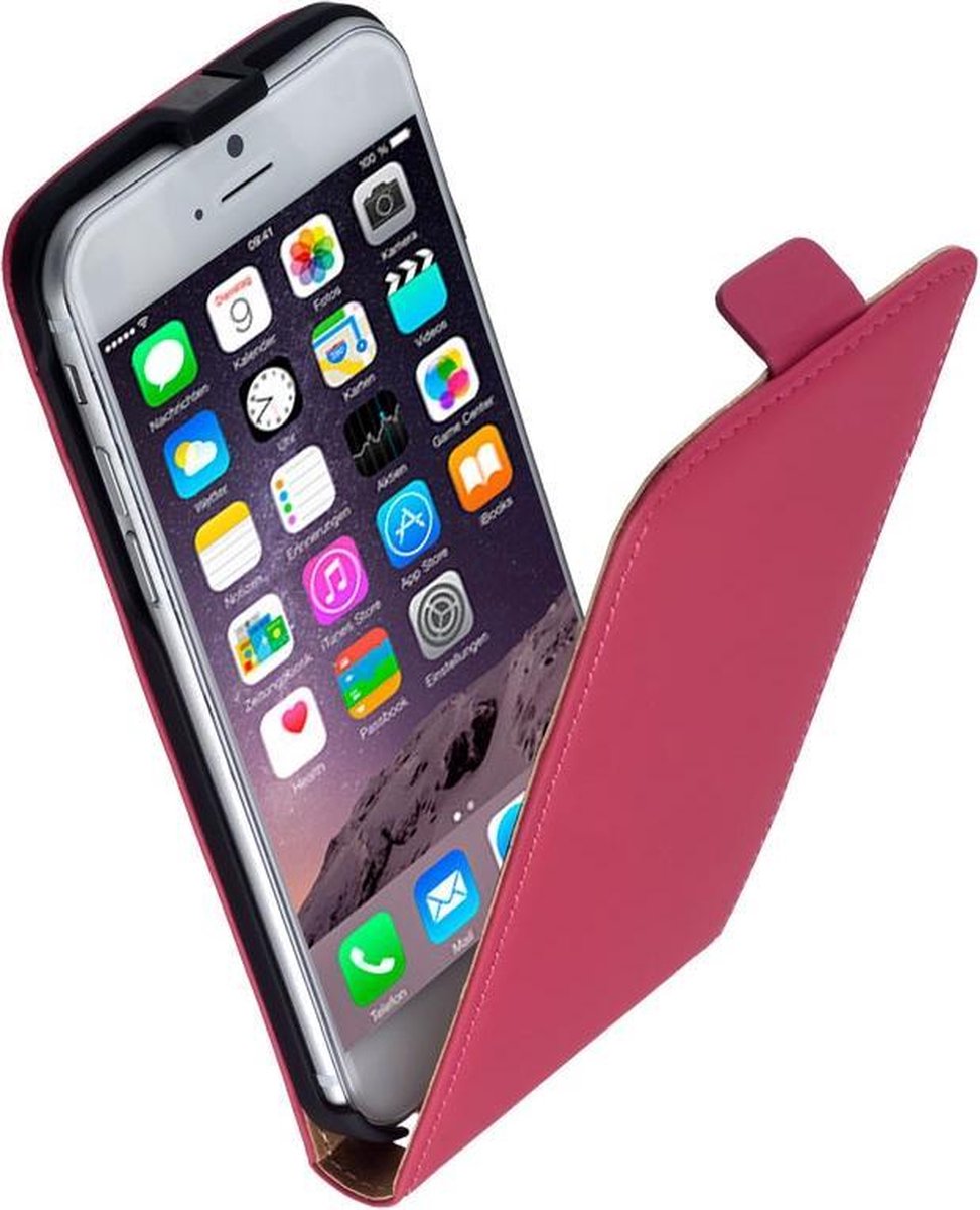 Lelycase Apple iPhone 6 Lederen Flip Case Cover Hoesje Roze