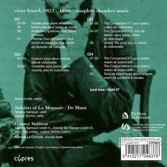 Cesar Franck, Complete Chamber Music, Tatiana Samouil David Lively CD (album) Muziek