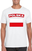 T-shirt met Poolse vlag wit heren XL