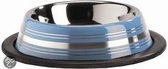 Pet Products Rvs Eet Drinkb Stripes Anti - Blauw 11cm