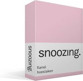 Snoozing - Flanel - Hoeslaken - Eenpersoons - 80x200 cm - Roze