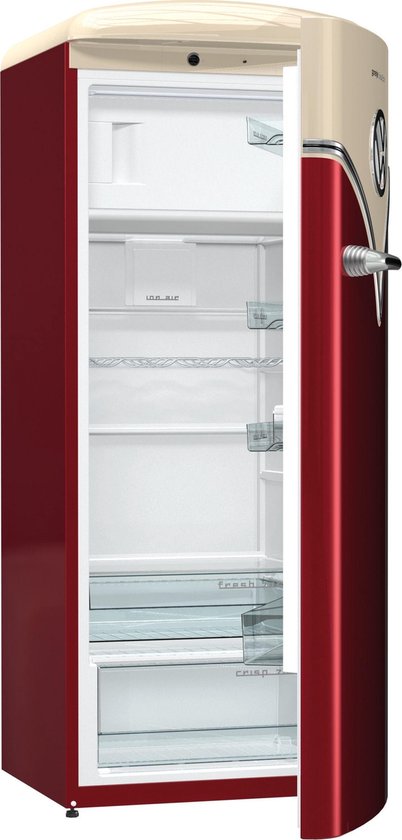 Koelkast: Gorenje OBRB153R Vrijstaand 254l A+++ Beige,Bordeaux combi-koelkast, van het merk Gorenje
