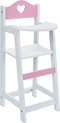foto van Poppen Kinderstoeltje Hout Wit met Roze -HARTJE afm. 26,5 x 21,5 x 53cm