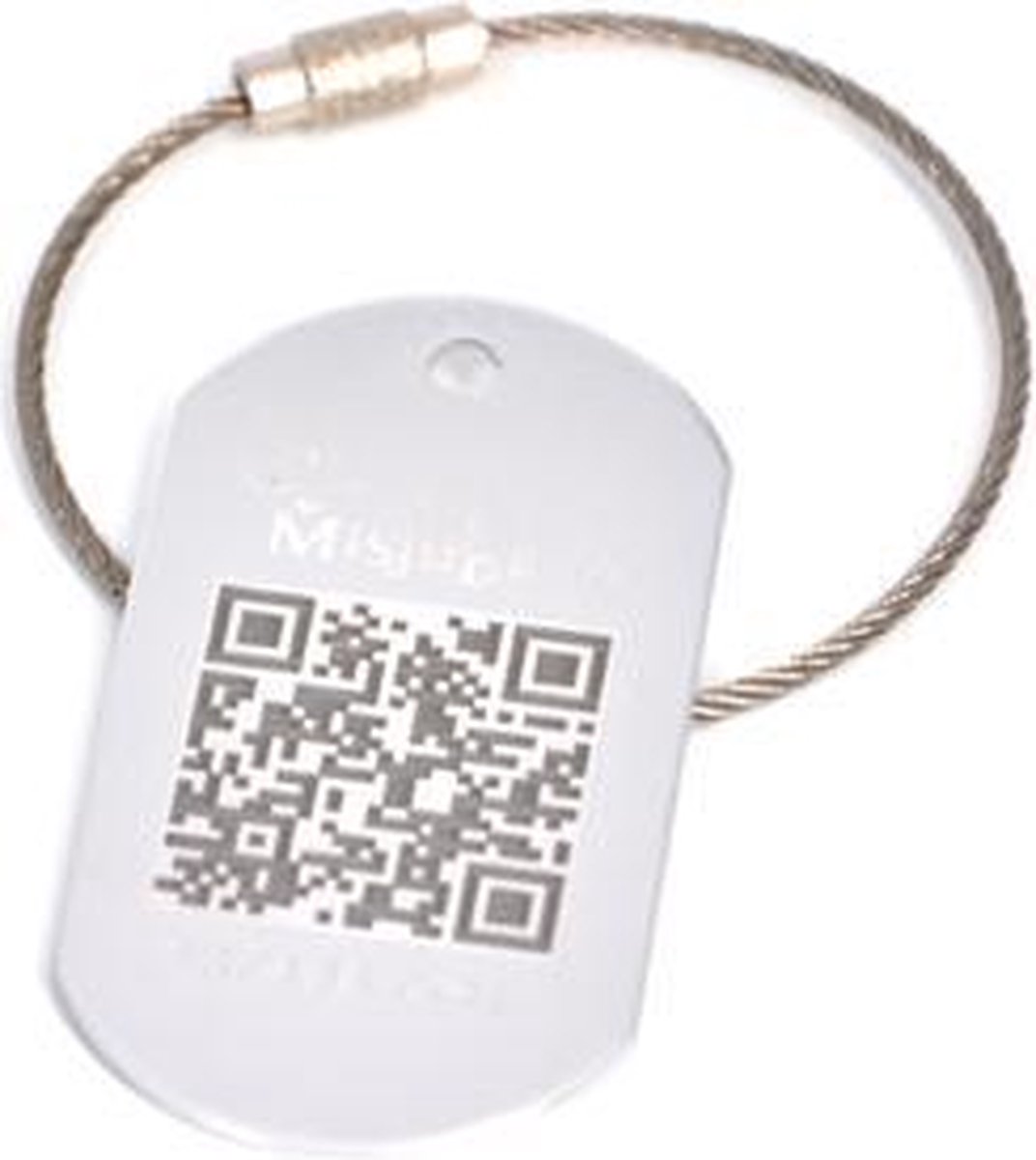 Misjuba - Bagagelabel - Kofferlabel QR-code - Aluminium metaal met RVS kabel