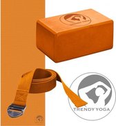 Trendy Sport - Yoga set - (Yogamat + Yogablok 10 cm h + Yogariem) - Oranje