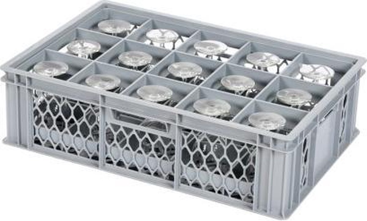 Glazenkrat - voor 15 glazen - max. glashoogte 143 mm - max. Ø 106mm