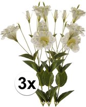 3x stuks Kunstbloemen Lisianthus tak 85 cm wit/groen - witte kunstbloemen