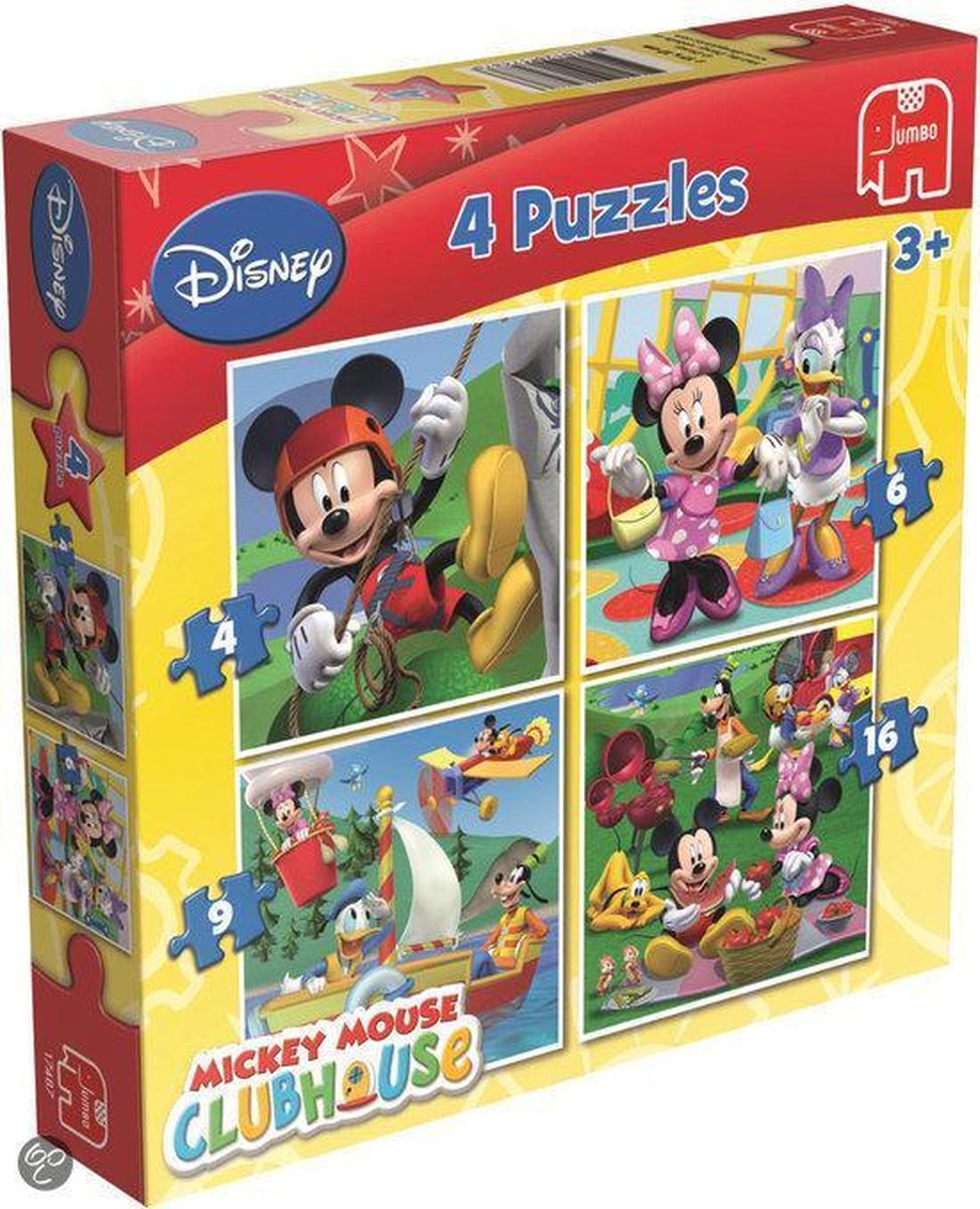 Jumbo Disney Mickey Mouse Clubhouse - 4in1 Puzzel - 4,6,9 en 16 stukjes ...