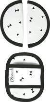 Gordelbeschermer voor Baby - Universele Gordelhoes geschikt voor vele merken - Gordelkussen voor Autostoel Groep 0 - Strikjes zwart wit