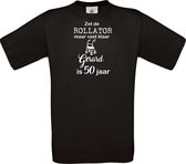 T-shirt - unisex - Zet de rollator maar vast klaar - met voornaam - 50 jaar - zwart - maat XL