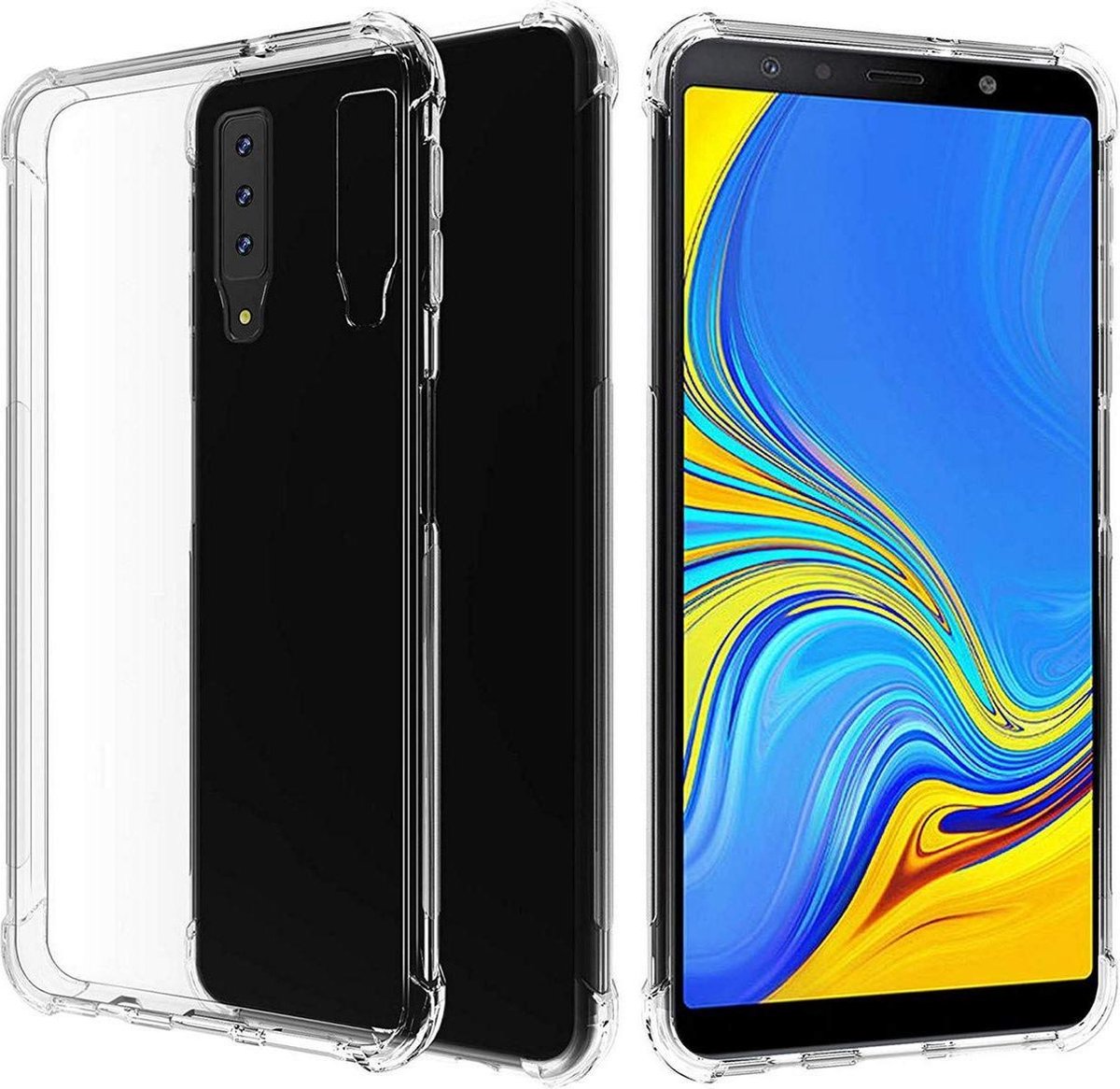 Telefoonhoes Geschikt voor: Samsung Galaxy A7 2018 Hoesje Anti Shock Hybrid Transparant