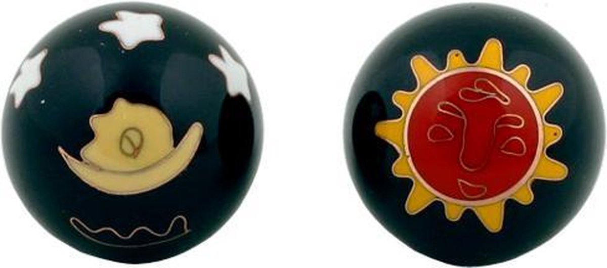 Goedkoopste Meridiaankogels - Zon & Maan - rood geel op zwart