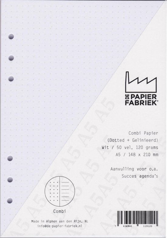 Aanvulling A5 Notitiepapier voor o.a. Succes, Filofax Planners 100 Pag. 120g/m² |