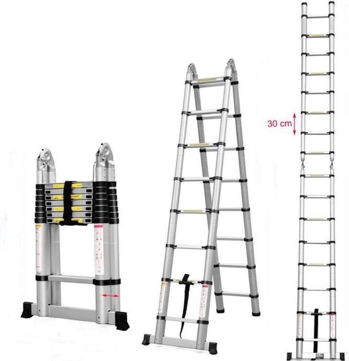Telescopische Ladder 5x2 sporten - Inklapbaar - Werkhoogte 3.20m