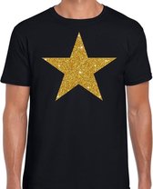 Gouden Ster glitter fun t-shirt zwart heren - heren shirt Gouden Ster XL