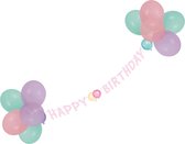 AMSCAN - Pastelkleurige Happy Birthday slinger met ballonnen