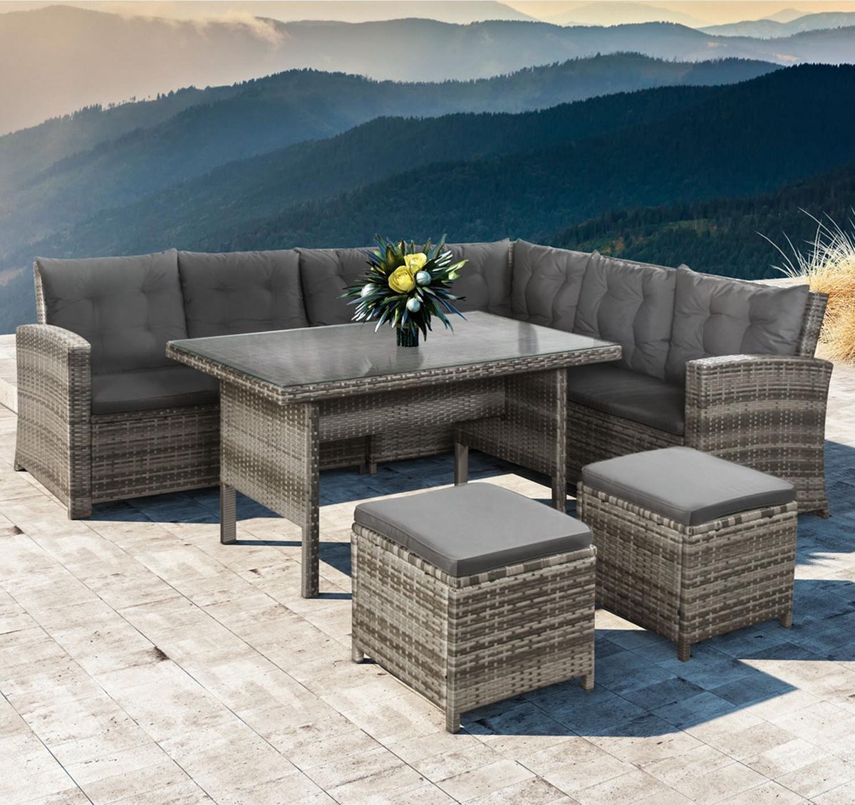 Artlife dining loungeset - Santa Catalina - Polyrotan - Donkergrijs