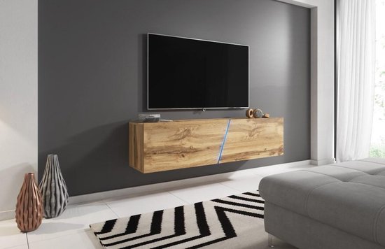 Tv Meubel Eiken Led verlichting Clean Design | bol.com