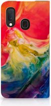 Geschikt voor Samsung Galaxy A20e Bookcase Watercolor Dark