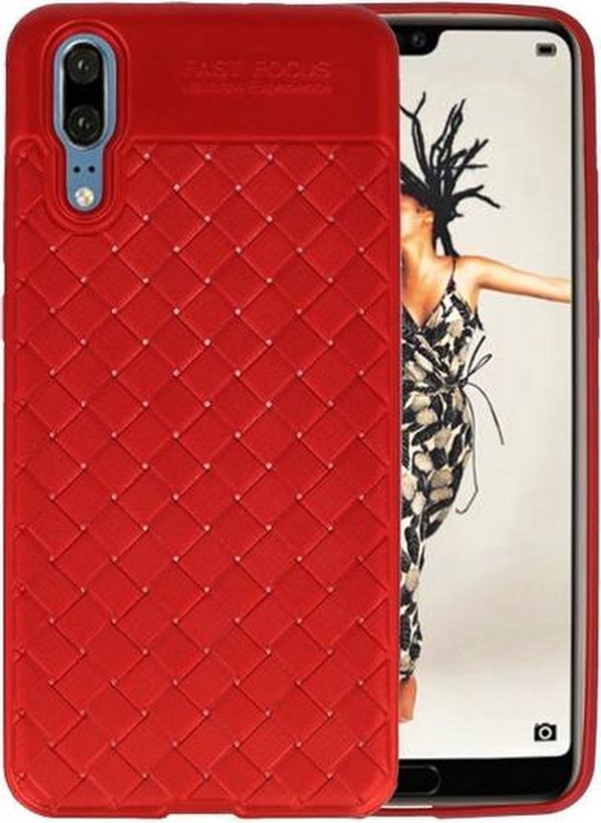 Rood Geweven TPU case hoesje voor Huawei P20