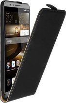 Zwart Huawei Ascend Mate 7 Lederen Flip case Telefoonhoesje