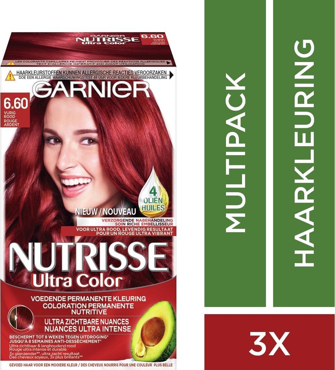 Garnier Nutrisse Haarverf - 6.60 Rouge Vibrant - Voordeelverpakking