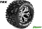 "Louise RC - MT-PIONEER - 1-10 Monster Truck Banden Set - Verlijmd op velg - Soft - 2.8"" Velgen Chroom - 0-Offset - 2.8"" Velgen Chroom - 0-Offset - EP STAMPEDE 2WD Achter - EP RU