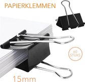 Kleine inklapbare paperclips, 15 mm breed, 60 st. Voor kantoor en thuis. Zwart.