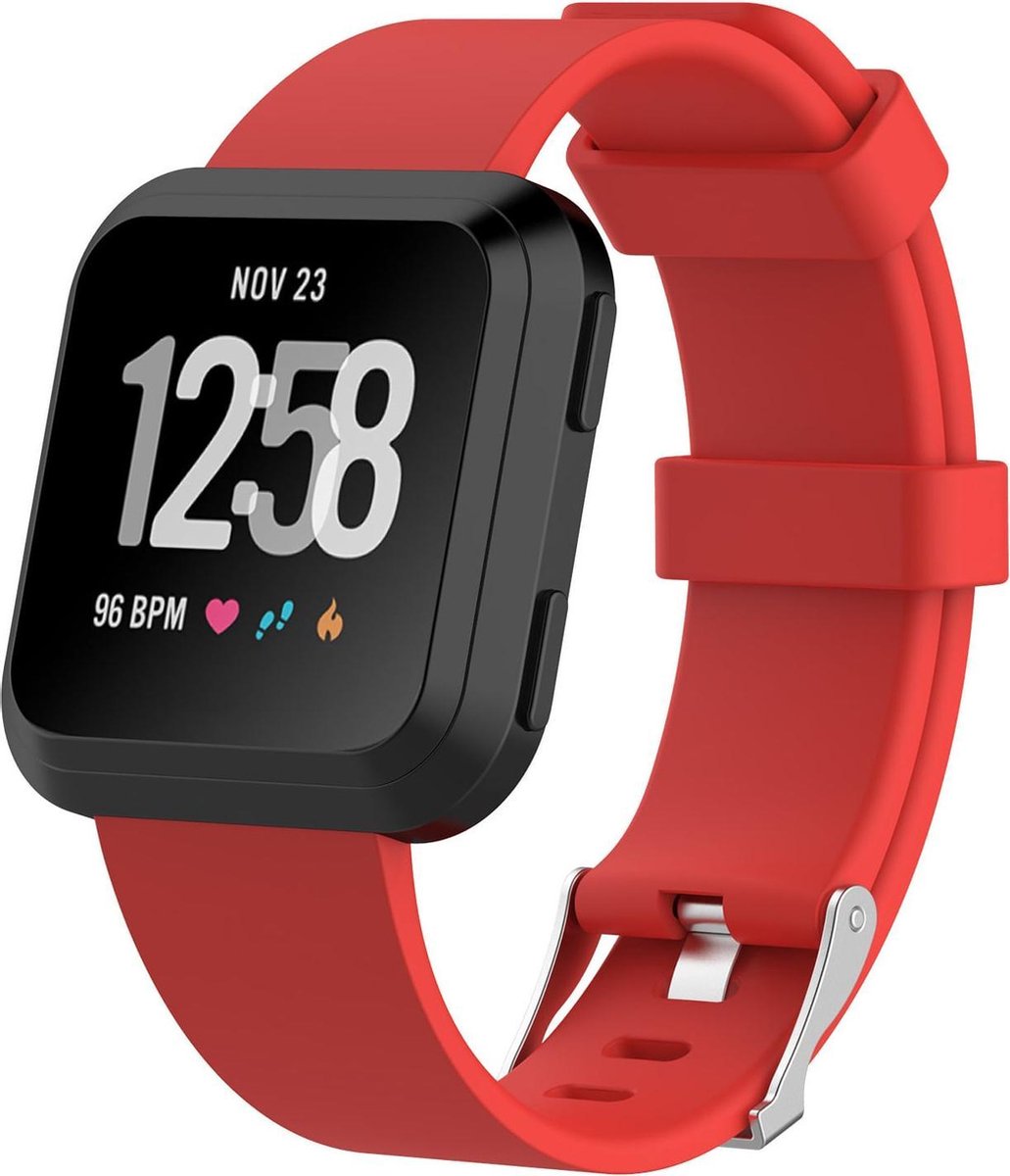 watchbands-shop.nl Siliconen bandje - Fitbit Versa (Lite) - Rood - Large