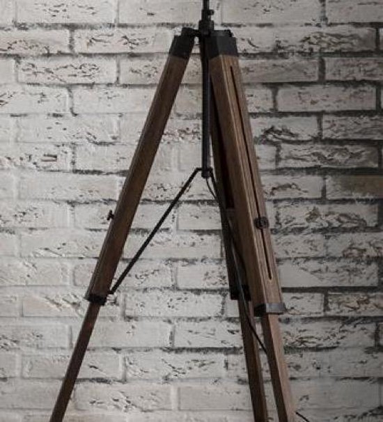 Ik heb een contract gemaakt slaaf verantwoordelijkheid Vloerlamp Tripod vintage op houten statief | bol.com