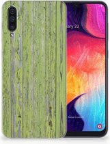 Geschikt voor Samsung Galaxy A50 TPU Hoesje Design Green Wood