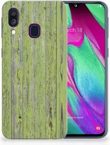 Backcover Case Samsung A40 TPU Silicone Hoesje Design Green Wood