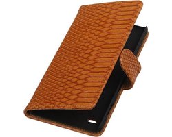Sony Xperia Z5 Compact - Slang Bruin Booktype Wallet Hoesje