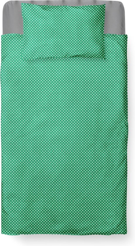 Roomture - Dekbedovertrek Peuter - Katoen - 120 x 150 - Groen - Baby Dots Green