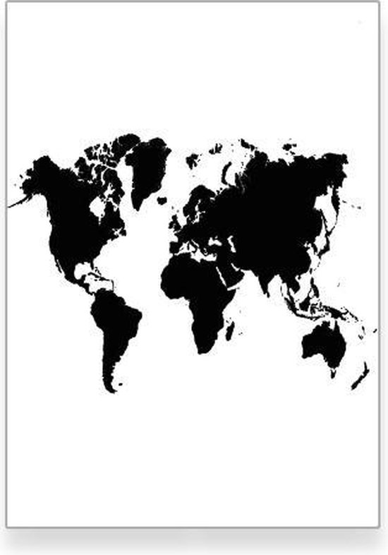 Textposters.com - Wereldkaart – zwart wit - woonkamer - slaapkamer – –... | bol.com
