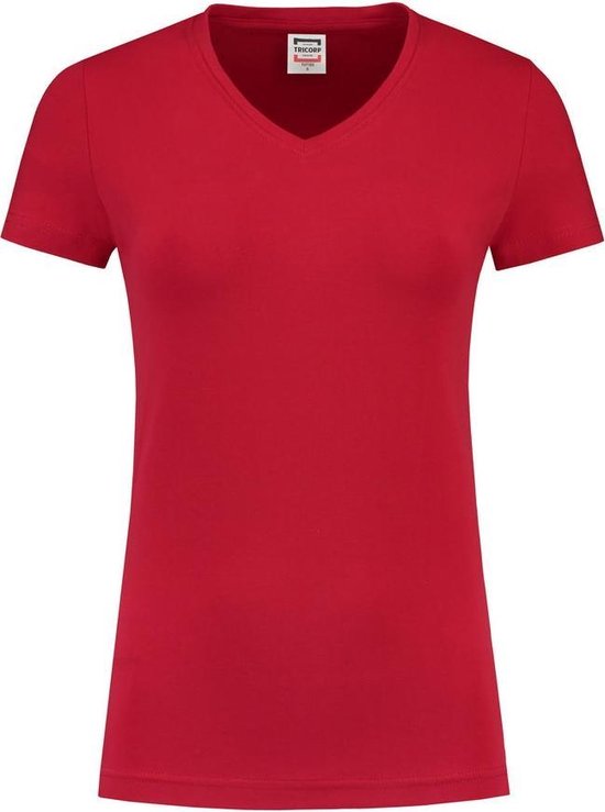 Tricorp Dames T-shirt V-hals 190 grams - Casual - 101008 - Rood - maat XXL