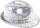 Zilver pailletten hoedje met LED licht